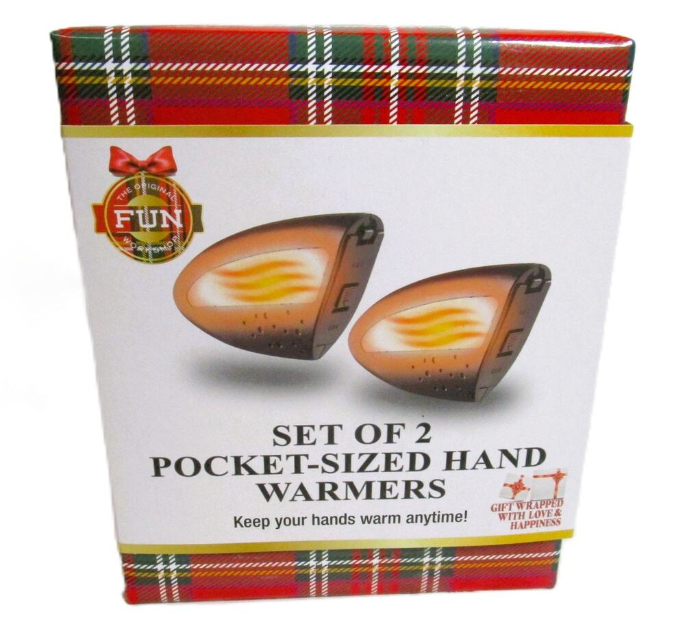 Pair Samsonico Electronic Hand Warmers Pocket Size Battery Heated Winter Gear